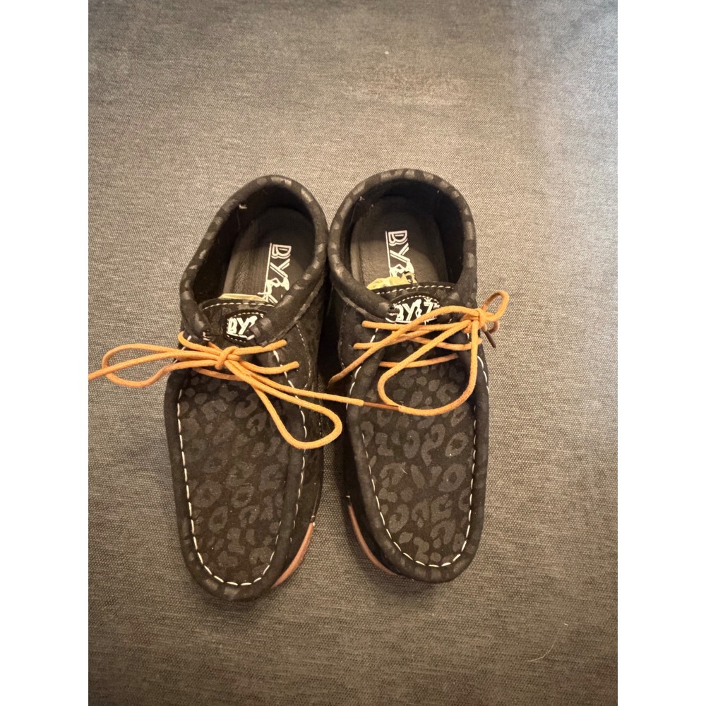 BYZI Leopard Print Wallabee Moccasin Shoes Black Tan Lace Up Size‎ 36 EU